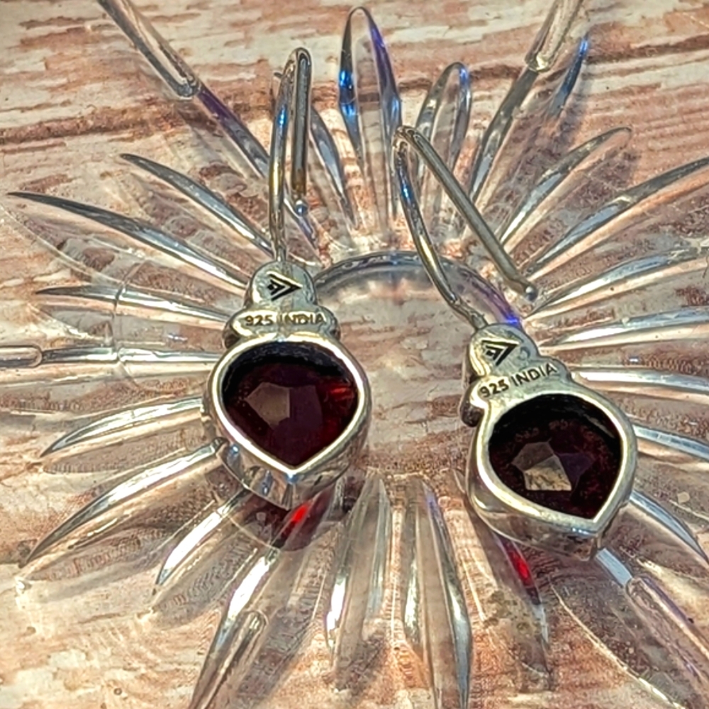 Silpada Get Glowing Sterling Silver with a Garnet and Pearl Earrings - Picture 2 of 6